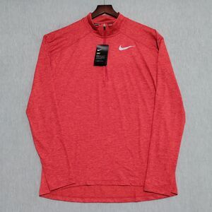 Nike Dri-Fit Element Half Zip L/S Running Top Mens Medium Red Embroidered NWT